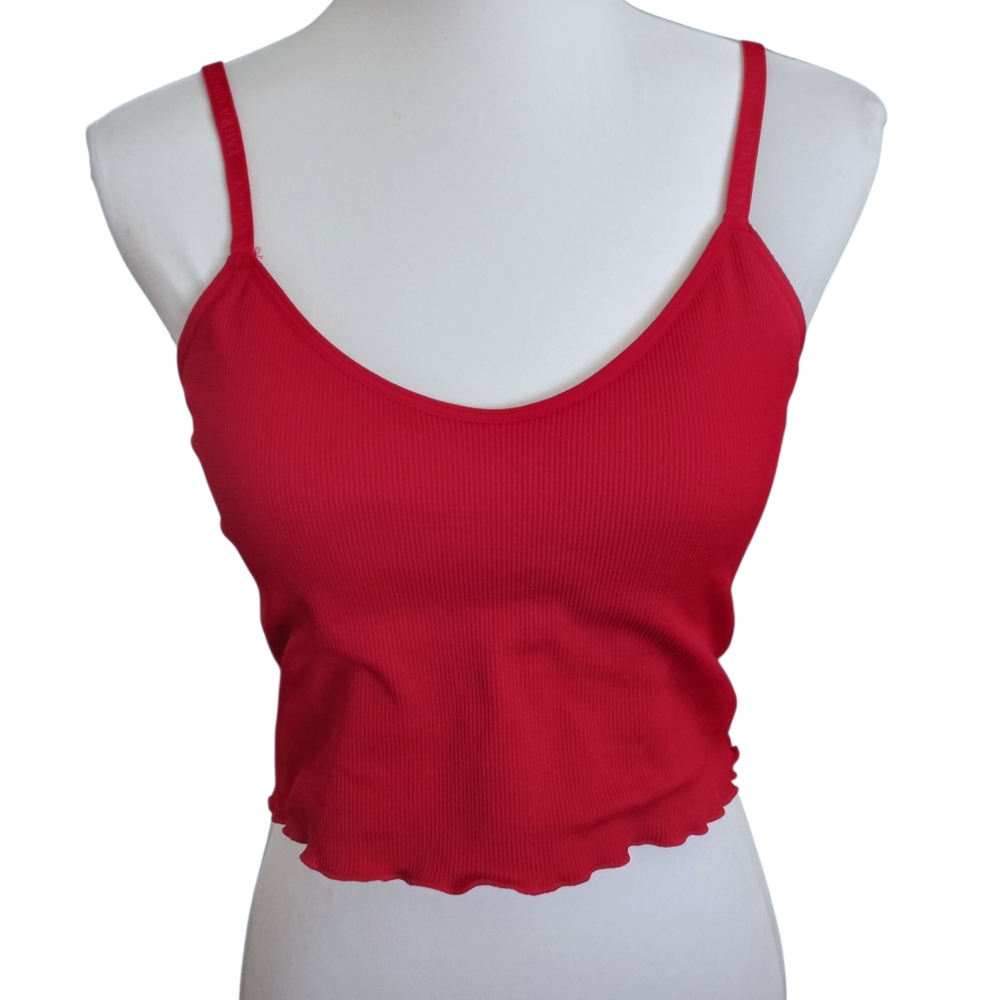 Laura Ashley Red Ribbed Camisole Sz.XL EUC.